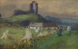 Framed Early 20th Century Watercolour - View of Corfe Castle