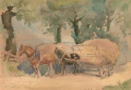 Frederick Charles Winby (1875-1959) - Watercolour, Riding the Hay Cart