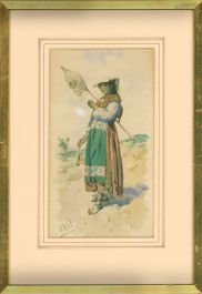 Edouardo Vitali  - Late 19th Century Watercolour, Italian Fisherwoman