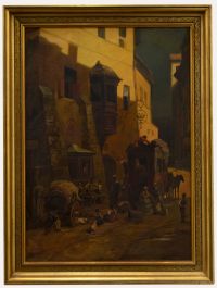 After Carl Spitzweg - 20th Century Oil, Zollstation in Zirl