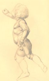 c.1944 Graphite Drawing - Cherub Study