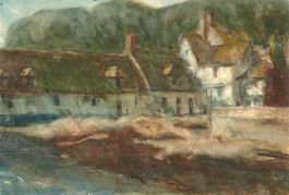 Henry Boddington (1849-1925) - 1903 Watercolour, Beachfront Cottages