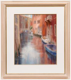 Jane Lampard - Framed Contemporary Pastel, Side Canal, Dorsoduro