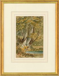 Edwin Bracker  - Framed Late 19th Century Watercolour, Deer in the Forest