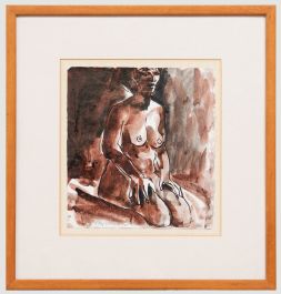 Roy Walker (1936-2001) - 1988 India Ink, Kneeling Nude