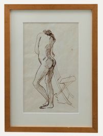 20th Century Pen and Ink Drawing - Nude