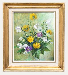 Heather Craigmile - Framed 20th Century Oil, Penstemons & Coneflowers