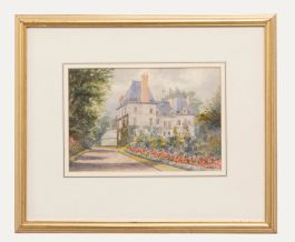 Framed Mid 20th Century Watercolour - Chateau Gardens