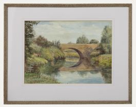 F. Wingman  - 1947 Watercolour, Bridge in Warwickshire