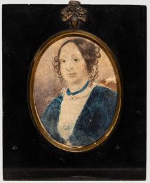 Miniature 19th Century Watercolour - Portrait of a Victorian Lady