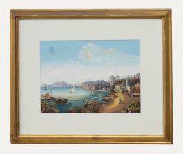 Late 19th Century Gouache - Fishermen on a Mediterranean Shore