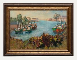 Charles Bernard - French Mid 20th Century Oil, Quiet Boat Yard
