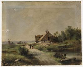 For Restoration Early 20th Century Oil - The Thatched Cottage