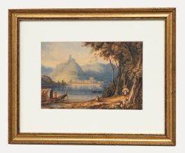 Circle of Samuel Prout - 19th Century Watercolour, Lake and Town of Lugo