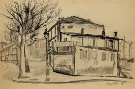 Georges Pacouil (1903-1996) - Mid 20th Century India Ink, The Car Dealership II