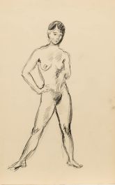 Georges Pacouil (1903-1996) - Mid 20th Century Charcoal Drawing, Standing Nude