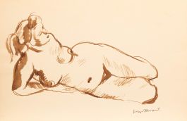 Georges Pacouil (1903-1996) - Mid 20th Century India Ink, Reclining Nude III