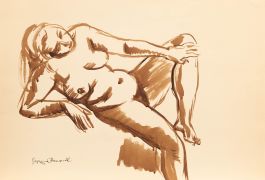 Georges Pacouil (1903-1996) - India Ink, Horizontal Nude Study II