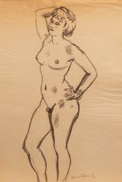 Georges Pacouil (1903-1996) - Charcoal Drawing, Nude in Classical Pose