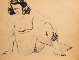 Georges Pacouil (1903-1996) - Mid 20th Century India Ink, Crossed Legs