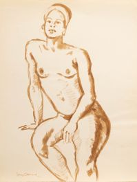 Georges Pacouil (1903-1996) - Mid 20th Century Watercolour, Nude in Headdress