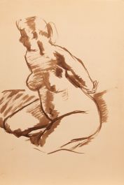 Georges Pacouil (1903-1996) - Mid 20th Century India Ink, Kneeling Nude