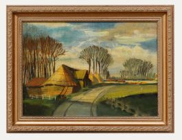 Framed Mid 20th Century Oil - The Farm Drive