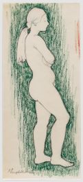 E.P. Clapholt - Mid 20th Century Pastel, Nude in Green