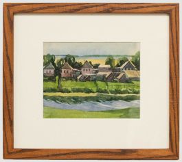 Russian School  20th Century Watercolour - Houses on the River