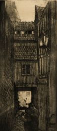 Ernst Busch - Early 20th Century Etching, Back Alley in Berlin