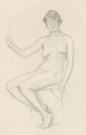 Lorna Bing (1897-1993) - 1920 Graphite Drawing, Seated Female Nude