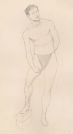 Lorna Bing (1897-1993) - 1920 Graphite Drawing, Standing Male Nude