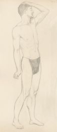 Lorna Bing (1897-1993) - 1920 Graphite Drawing, Standing Male Nude