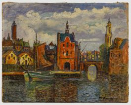 Early 20th Century Oil - Flemish BArges