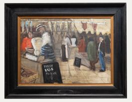 Edna S. Rose  - 1947 Oil, Fresh Eels at the Fish Market