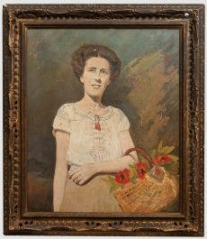 H. W. - 1947 Oil For Restoration, Lady with the Flower Basket