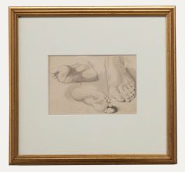 Framed 19th Century Watercolour - Anatomical Study of Feet