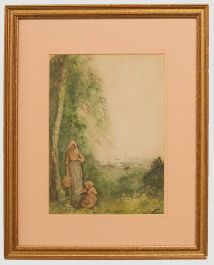 Frederick Hines (1852-1952) - Early 20th Century Watercolour, Picking Berries