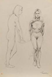 E.P. Clapholt - 1971 Graphite Drawing, Nude Studies