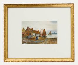 J. A. Wells - 19th Century Watercolour, Coastal Town