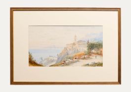 Edwin St John (1878-1961) - Watercolour, Church on the Mediterranean Coast