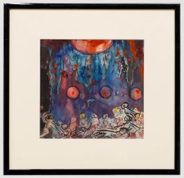 Framed 20th Century Watercolour - A Theatrical Set Design