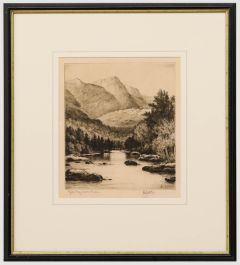 John Fullwood RBA (1854-1931) - Framed Etching, Gate Crag, Borrowdale