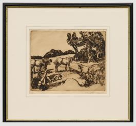 Anton Lock (1893-1970) - Framed Early 20th Century Drypoint, Animal Farm
