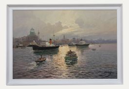 Licinio Campagnari (1920-1981) - Large 20th Century Oil, Ships at Sunset