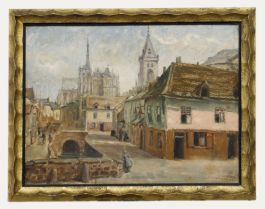 Edmond van Offel (1871-1959) - Framed Mid 20th Century Oil, City of Amiens