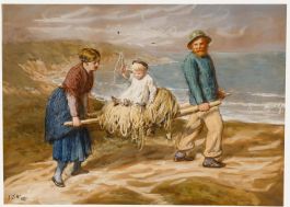 John Dawson Watson - 1871 Watercolour, The Catch of the Day