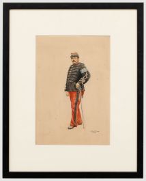 C. Kossbuhl - Framed 1887 Watercolour, Portrait of a French Military Officer