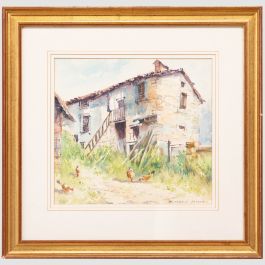 Chris Hollick (b.1946)  - 20th Century Watercolour, Barn in South West France