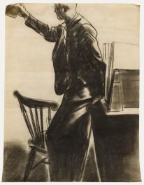 Film Noir c.1940 Charcoal Drawing - Observation